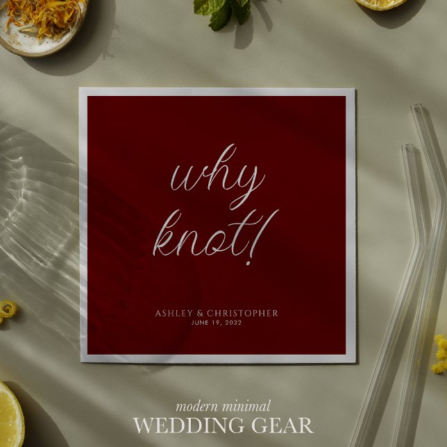 Varför inte? Minimal röd typografisk cocktail Pappersservett (Skapare uppladdad)