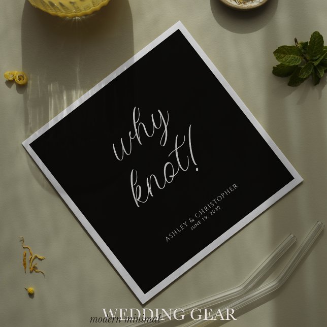 Varför inte? Minimal svart typografisk kontur Pappersservett (Skapare uppladdad)