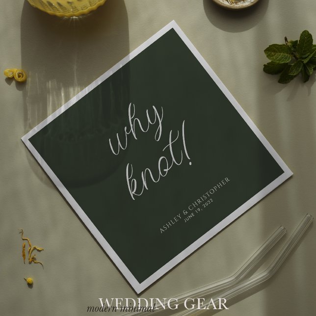 Varför inte? Minimal typografisk Moss Grönt Cockta Pappersservett (Skapare uppladdad)