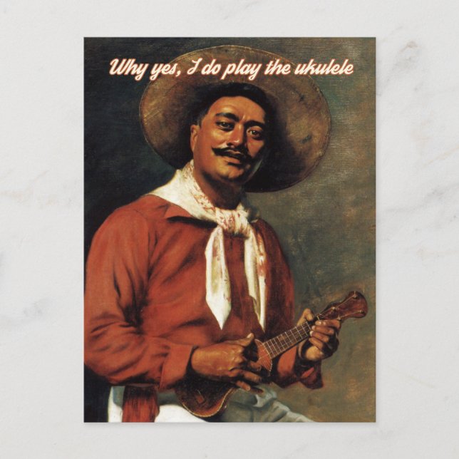 Varför Ja, jag spelar upp Ukulele-kortet Vykort (Framsida)