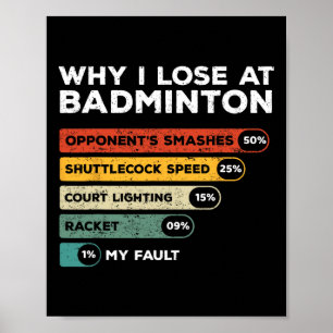Varför jag förlorar på Badminton Funny Poster