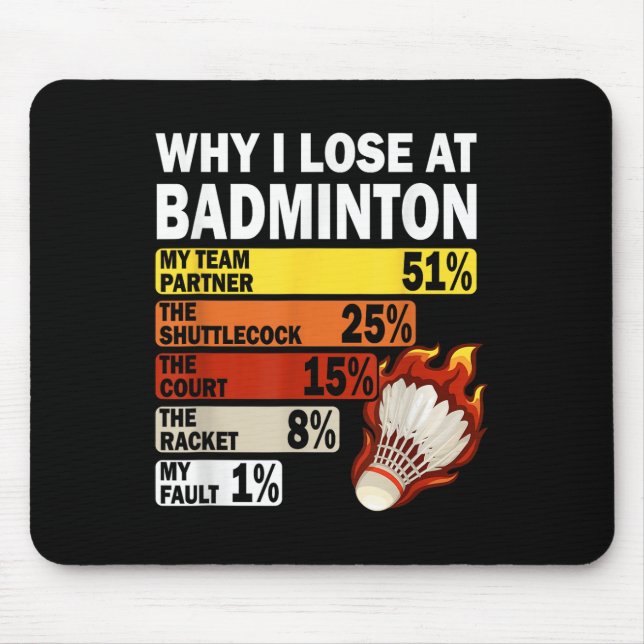 Varför jag förlorar på badminton roligt mitt fel  musmatta (Framsidan)