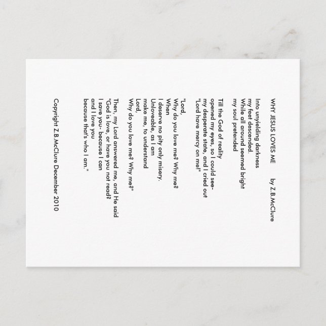 VARFÖR JESUS KÄRLEK ME - vykort (Framsida)