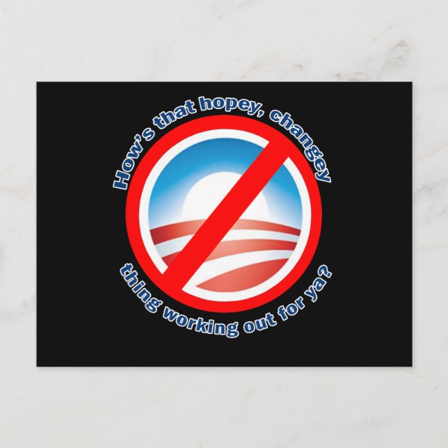 Varför jobbar Hopey Changey Sak ut åt dig? Vykort (Framsida)