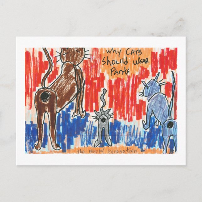 Varför katter ska Bära Byxor Vykort (Framsida)