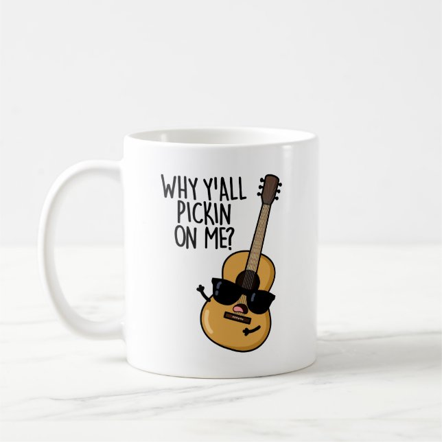 Varför ni alla plockar på mig, unge Guitar Pun? Kaffemugg (Vänster)