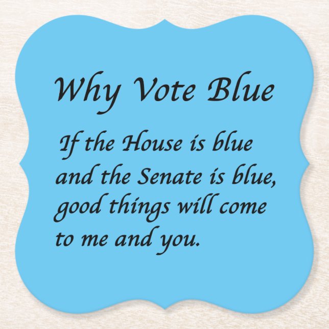Varför rösta blått 2024 underlägg papper (Framsida)