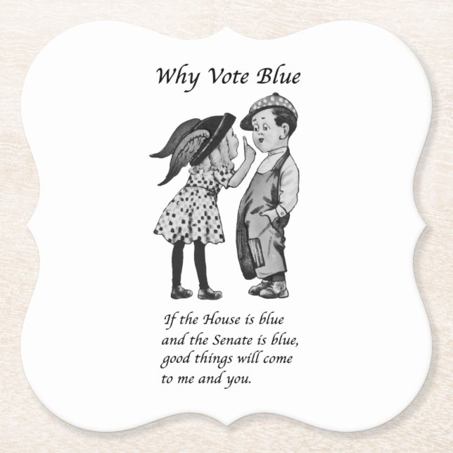 Varför rösta blått 2026 underlägg papper (Framsida)