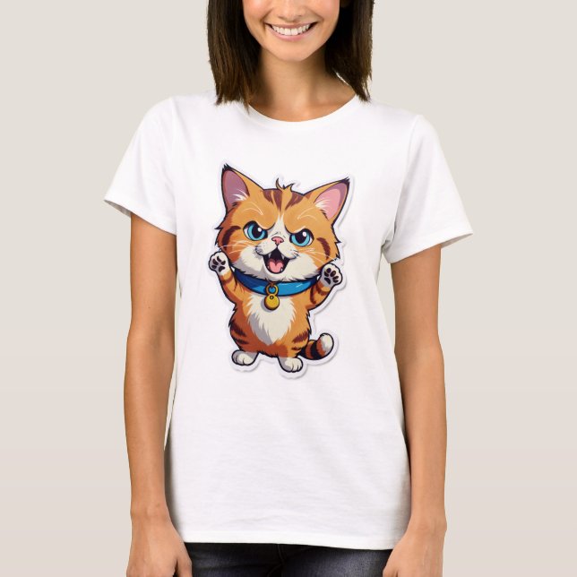 Varför så tyst? – Förvirrad kattdekal T Shirt (Framsida)