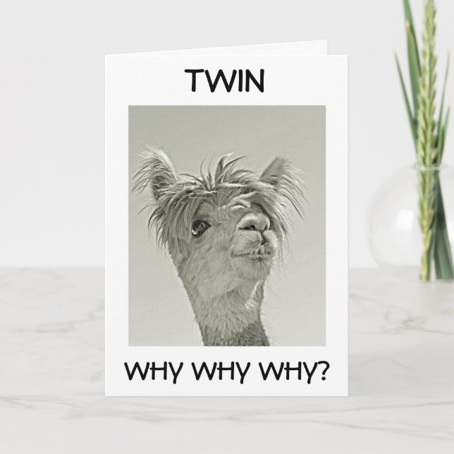 VARFÖR SER DU PÅ UNGERN "TWIN" GRATTIS PÅ FÖDELSED KORT (Framsida)