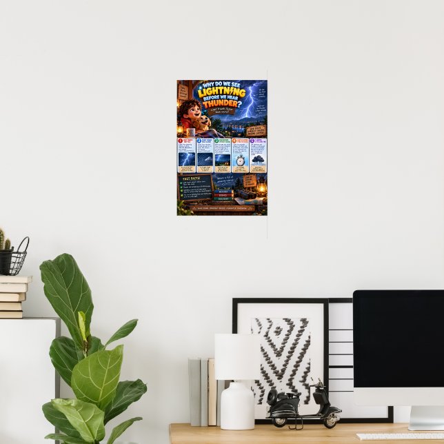 Varför ser vi blixten innan vi hör åskan poster (Hemmakontoret)
