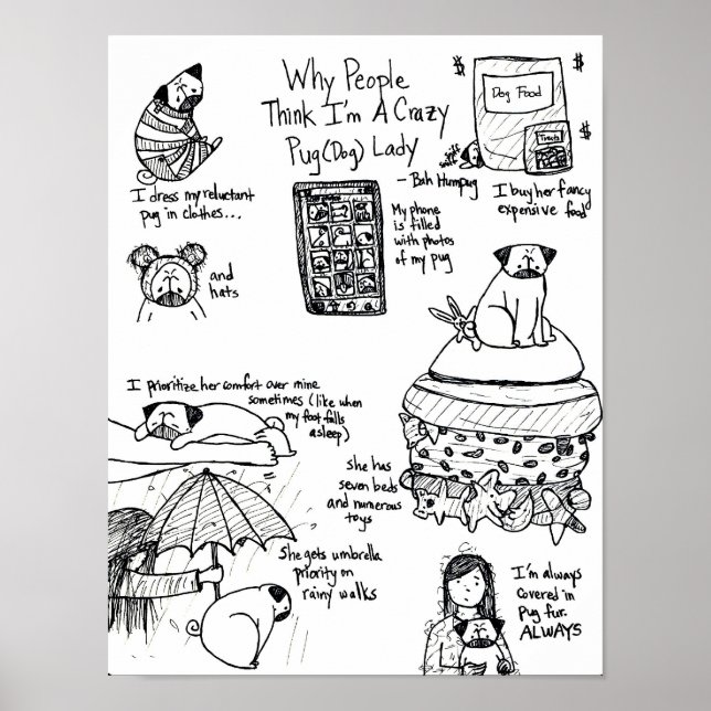 Varför Tänka jag är en Crazy Pug Dam Poster (Framsidan)