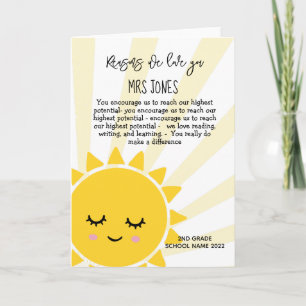 Varför vi kärlek er lärare sol shine? kort