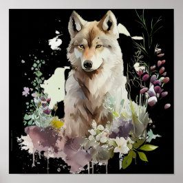 Varg akvarell poster