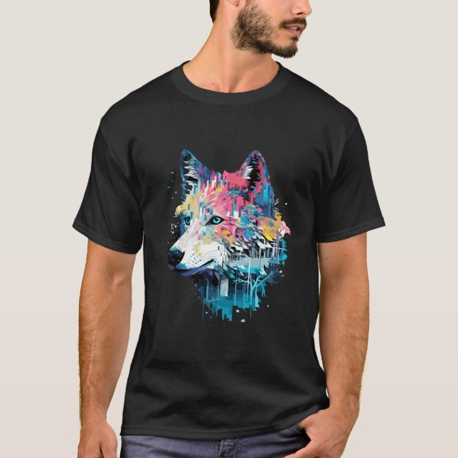 Varg Alpha Animal World Predator Vild Natur Art T Shirt (Framsida)