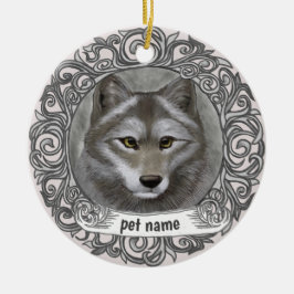 Varg älskande minnesornament julgransprydnad keramik