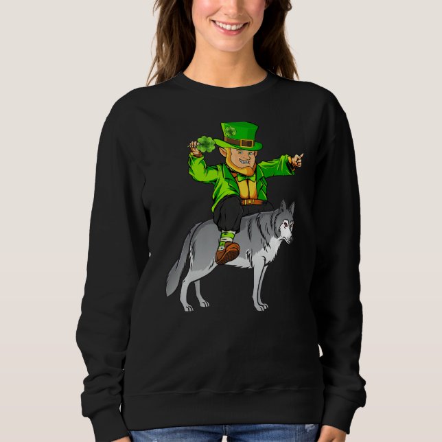 Varg Älskare Leprechaun Riding Varg St Patrick S D T Shirt (Framsida)