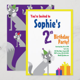 Varg Animal Barn Födelsedagsfest inbjudan