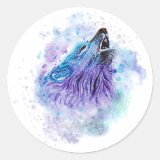 Varg Animal Färg Best Gift Runt Klistermärke