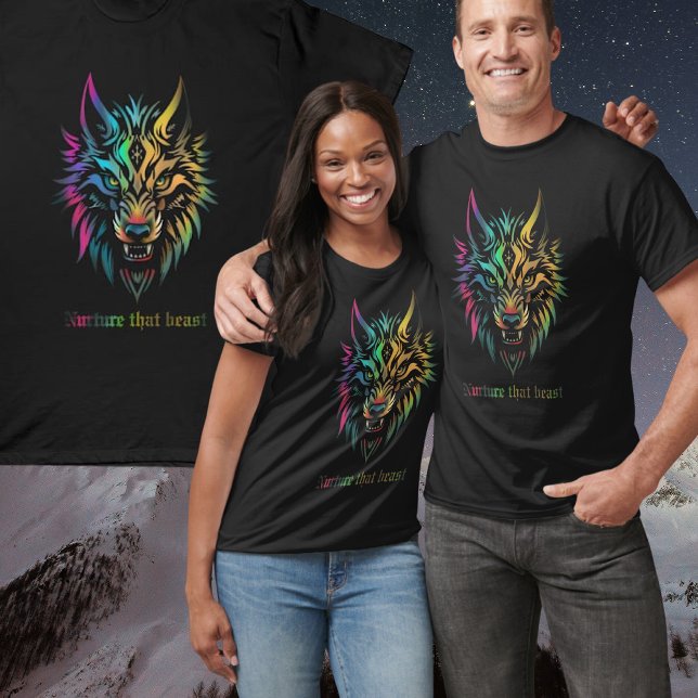 Varg ansikte färglös airbrush Nurture den beasten T Shirt (Skapare uppladdad)