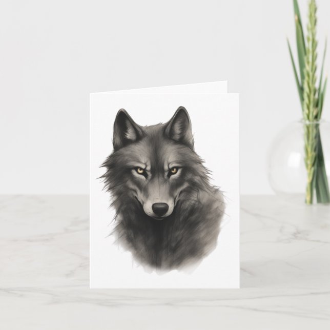 Varg Ansikte Sticker Kort (Framsida)