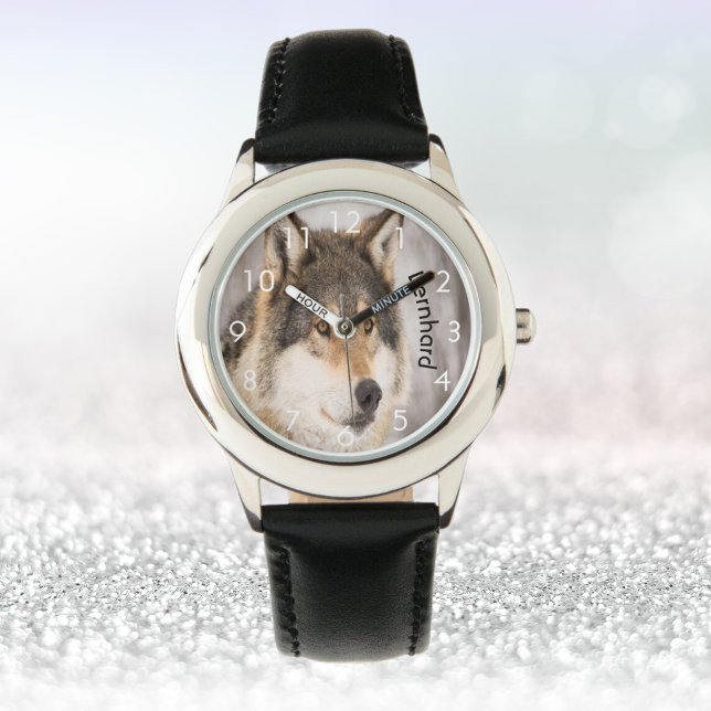 Varg ansikte vildlevande vildlevande vinterskog na armbandsur (Skapare uppladdad)