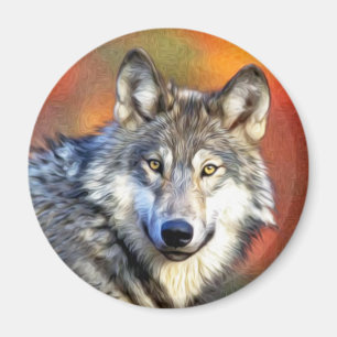 Varg Art-målning Magnet