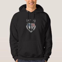 Varg Art med amerikanska Flagga Sunglass Hoodie