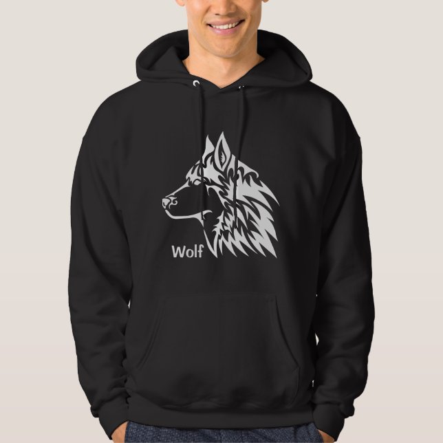 varg av coolans utformning för svart  hoodie (Framsida)