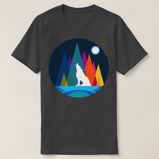 Varg av ett färgstarkt berg t shirt (Design framsida)