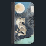Varg av Moonlight Samsung S4 Plånboksfodral<br><div class="desc">Vintage japansk konst med en ensam varg i måndagsljus tittar vid hans reflektion i vatten.</div>