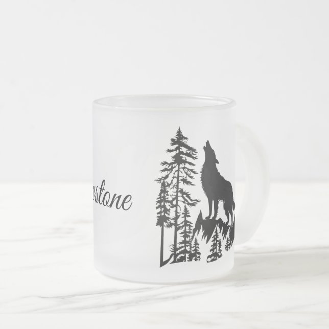 Varg av Mugg-Yellowstone-glas, fryst Frostad Glasmugg (Framsida höger)