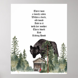 Varg av Red Riding Huva Art Skriv ut Poster