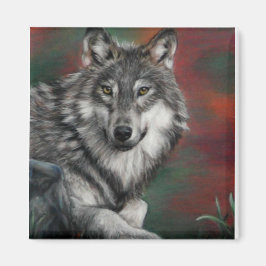 Varg av timmer under hösten i skogen viloläge magnet