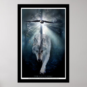 Varg av vilda djur och växter och konstnärlig utsk poster