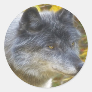 Varg av viltlevande Grått Animal-älskare Runt Klistermärke