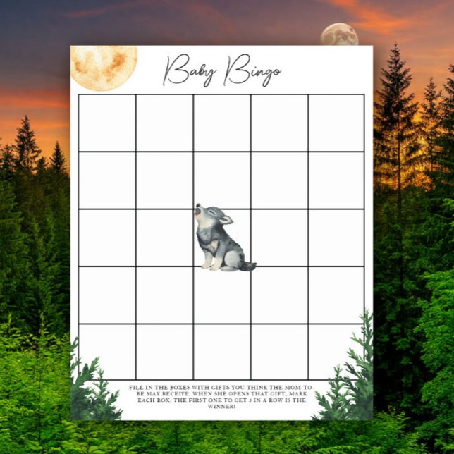 Varg Baby shower - Bingo spel (Skapare uppladdad)