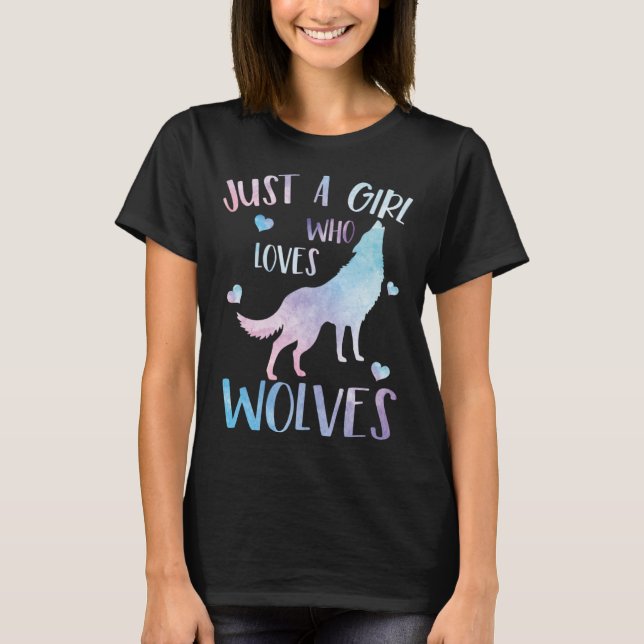 Varg, bara en flicka som Kärlek Vargar T Shirt (Framsida)