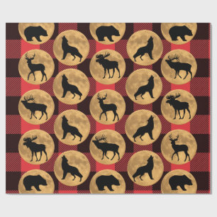 Varg Bear Elk Moose Hjort Full Moon Presentpapper
