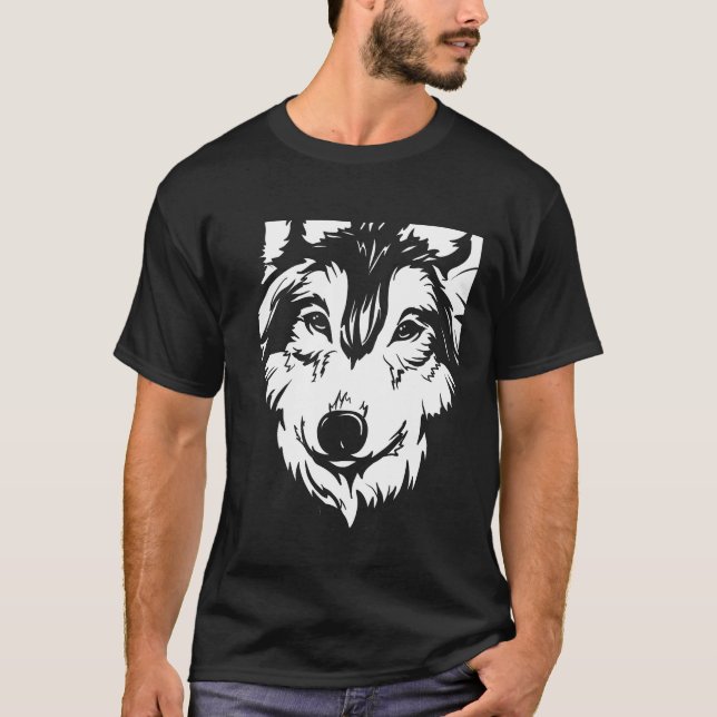 Varg Black Art Illustration Modern Trendig T Shirt (Framsida)