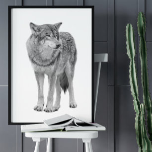Varg Black White Cabin Stil Modern Poster