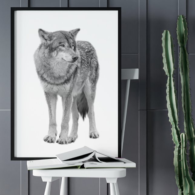 Varg Black White Cabin Stil Modern Poster (Skapare uppladdad)