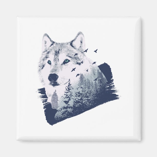 Varg Blue Forest Grunge Magnet (Framsidan)