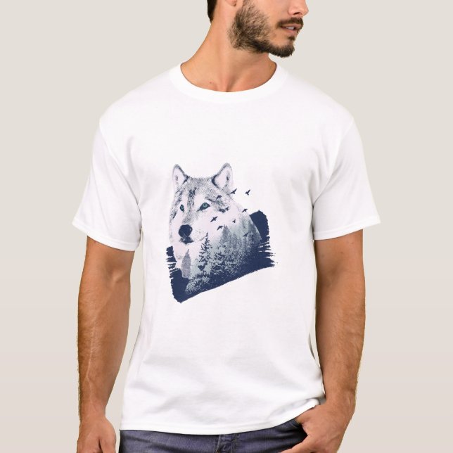 Varg Blue Forest Grunge T Shirt (Framsida)