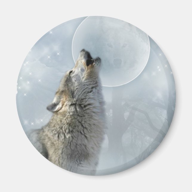 Varg Blue Måne Magnet (Framsidan)