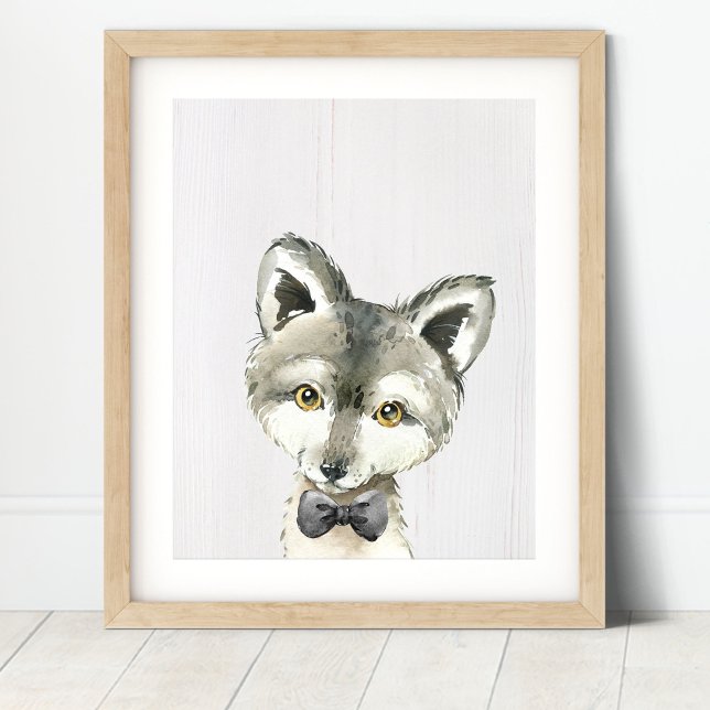 Varg Bowtie Woodland Nursery Art Print Poster (Skapare uppladdad)