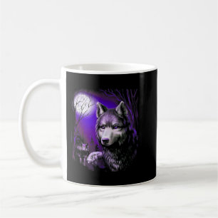 Varg Coola Vargar Forest Träd Måne Kaffemugg
