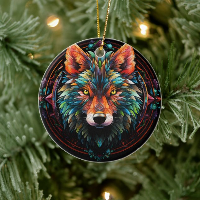 Varg Dekoration av glasaktigt keramiskt Träd (Träd)