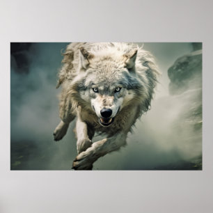 Varg Djurs vildlevande vildmark - färgkonst Poster