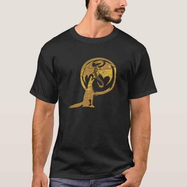 Varg & Dragon guld manar svart t-shirt (Framsida)